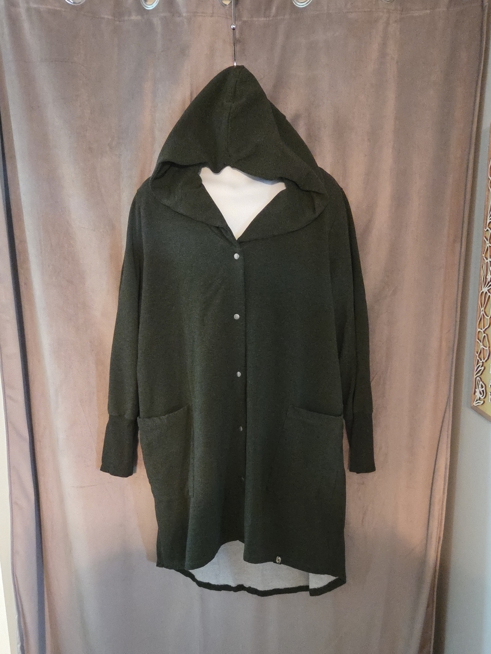 Lost In Layers 3x/4x Dark Olive 66% Bamboo Hooded Snap Button Sweater/jacket